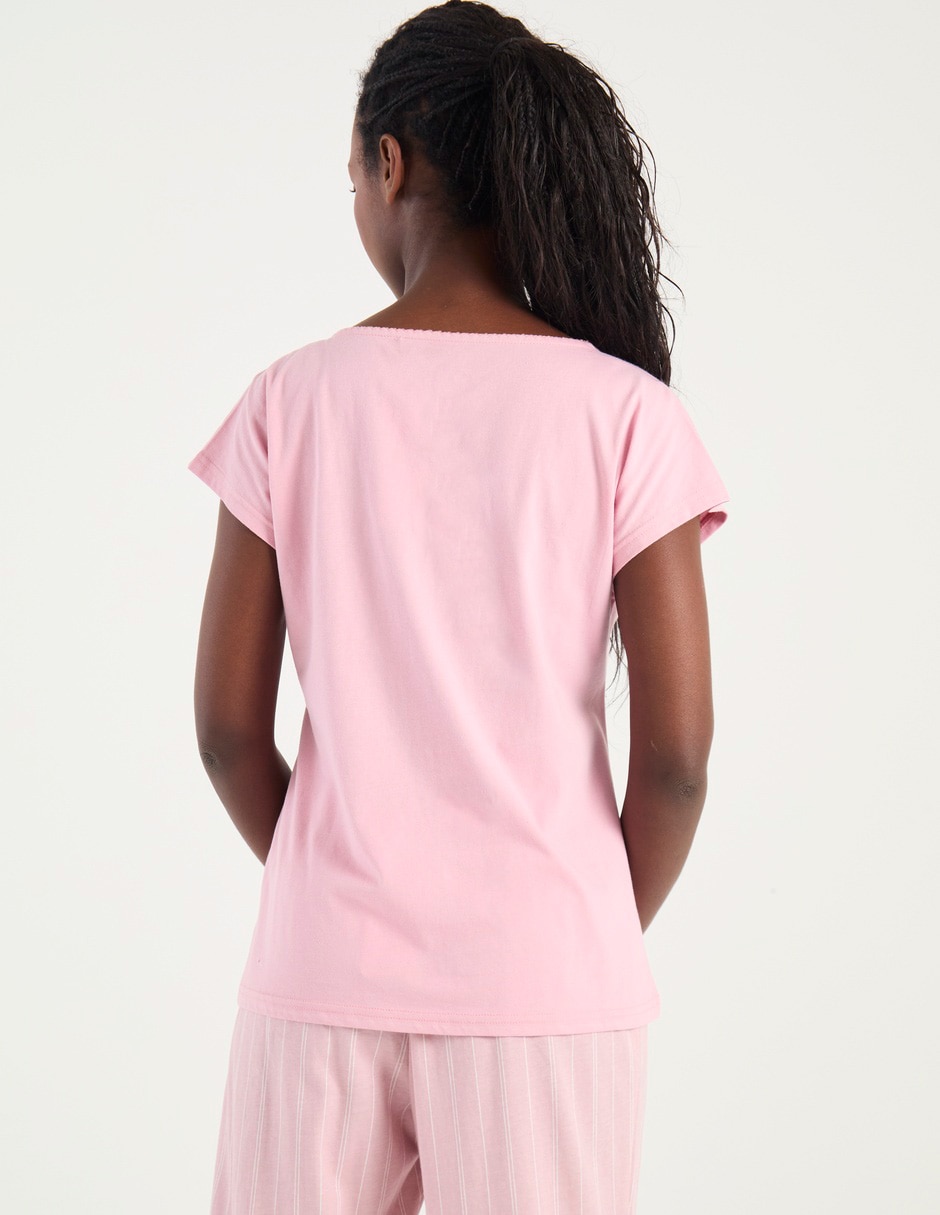 Playera manga corta cuello V para mujer 4