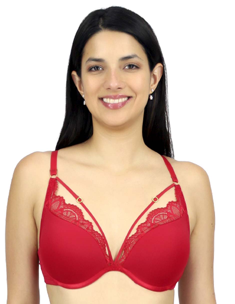 Brassiere escote profundo copa preformada para mujer